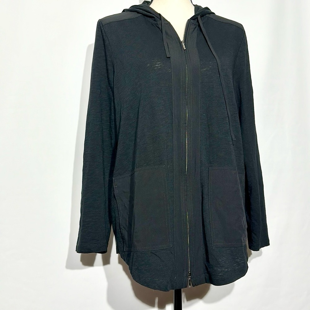 J. Jill Womens Full Zip Light Sweatershirt Athletic Jacket 100% Cotton  - M